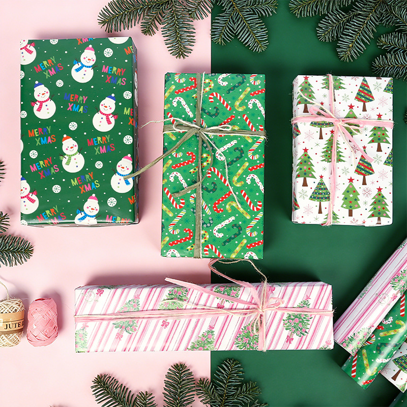 Christmas Tree And Santa Claus Cane Gift Wrapping Paper photo 8