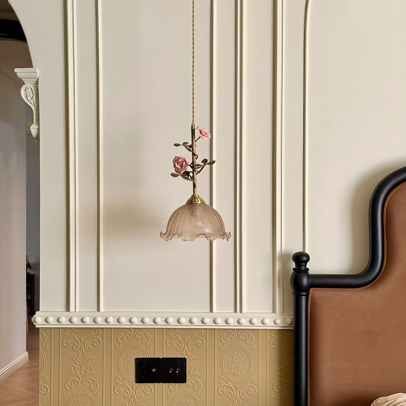 Rose-flower Ambiance Bedside Pendant Lamp photo 7