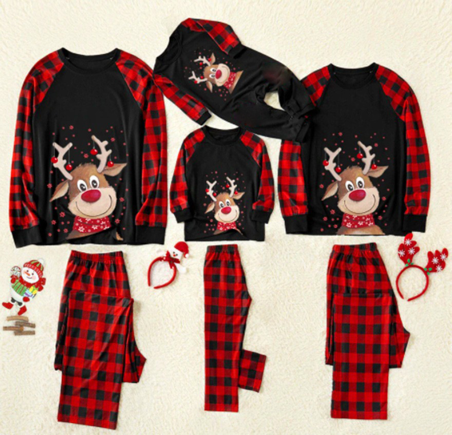 Christmas Elk Printing Parent-child Wear Homewear photo 1