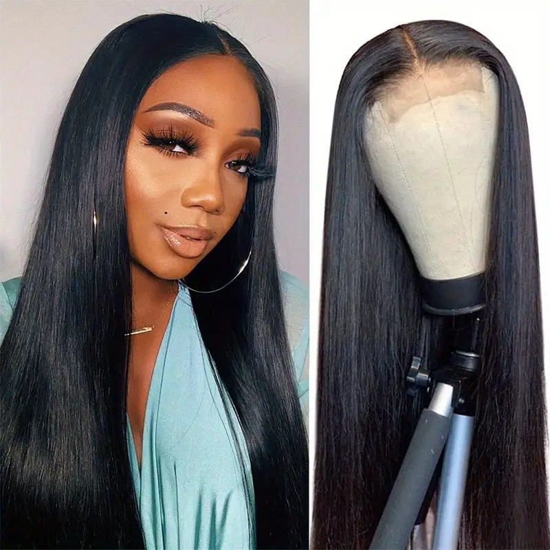 Fashionable Natural-Looking Wig Center-Parted Long Straight Lace Front Full-Hair Toupee photo 8