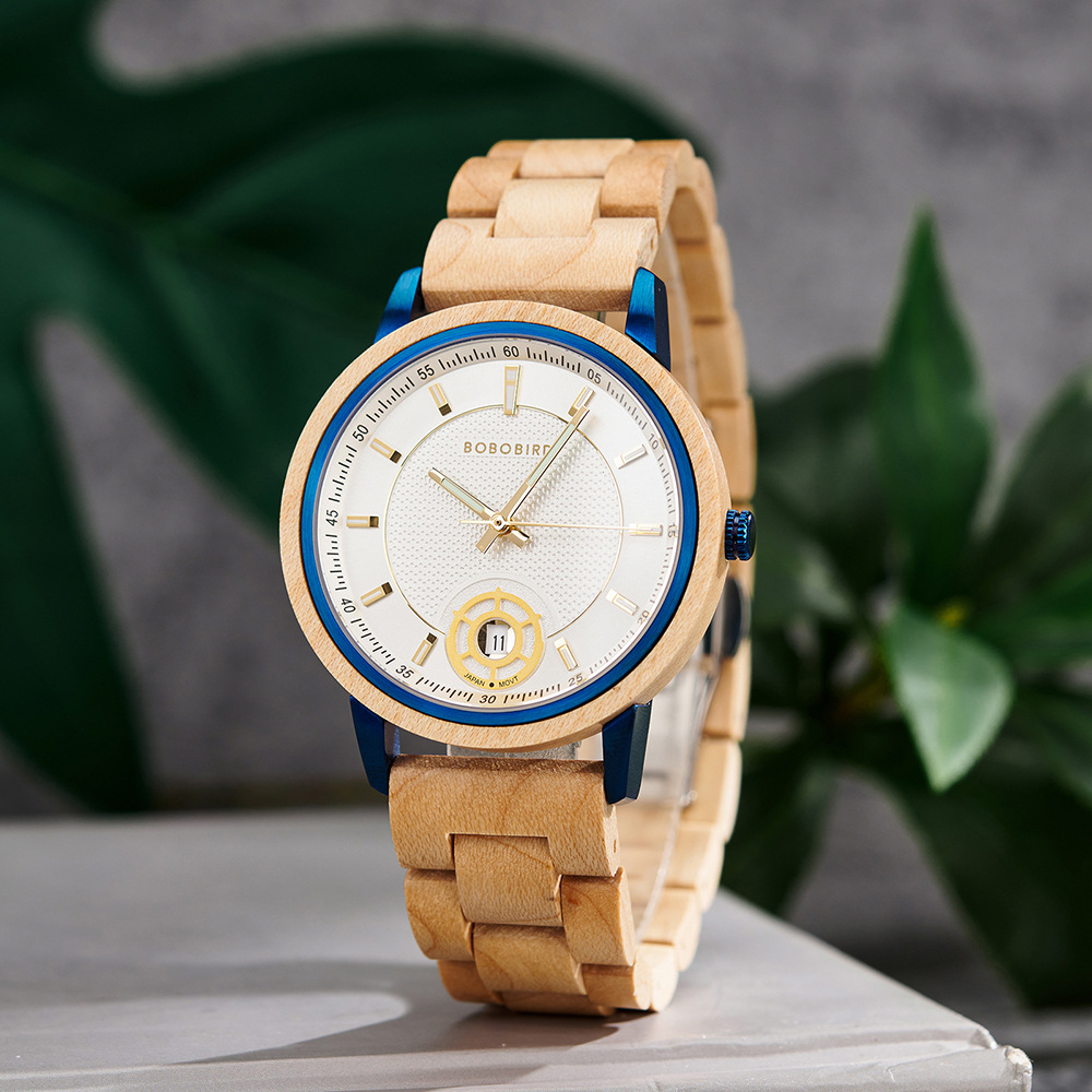 Natural Wooden Men's Watch - Vintage Minimalist Design Casual Quartz Wristwatch for Young Adults photo 5