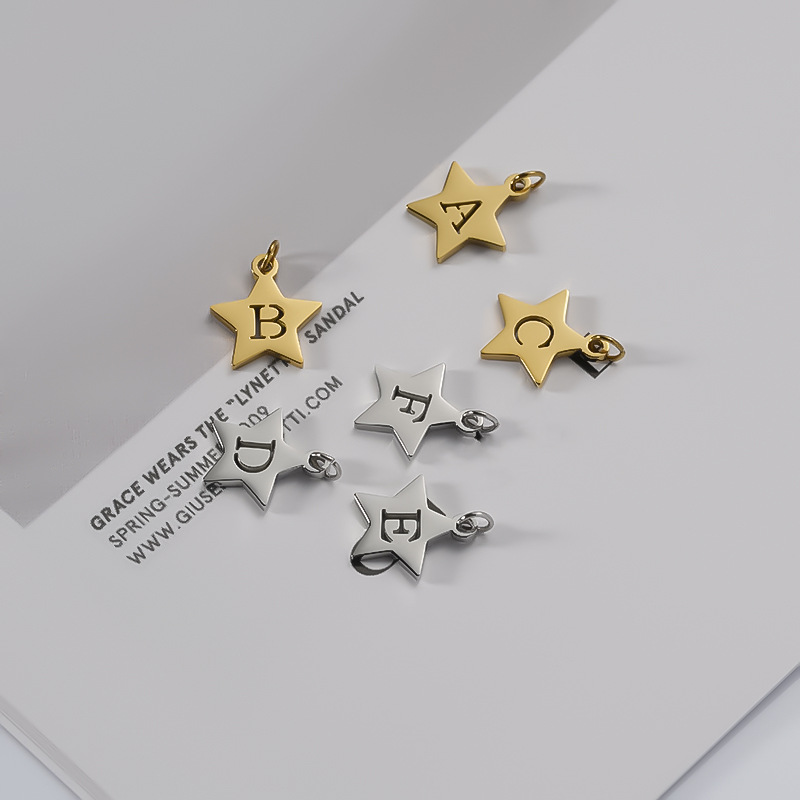 Titanium Steel Bracelet And Necklace Accessories 26-letter 18K Jewelry Pendants photo 1