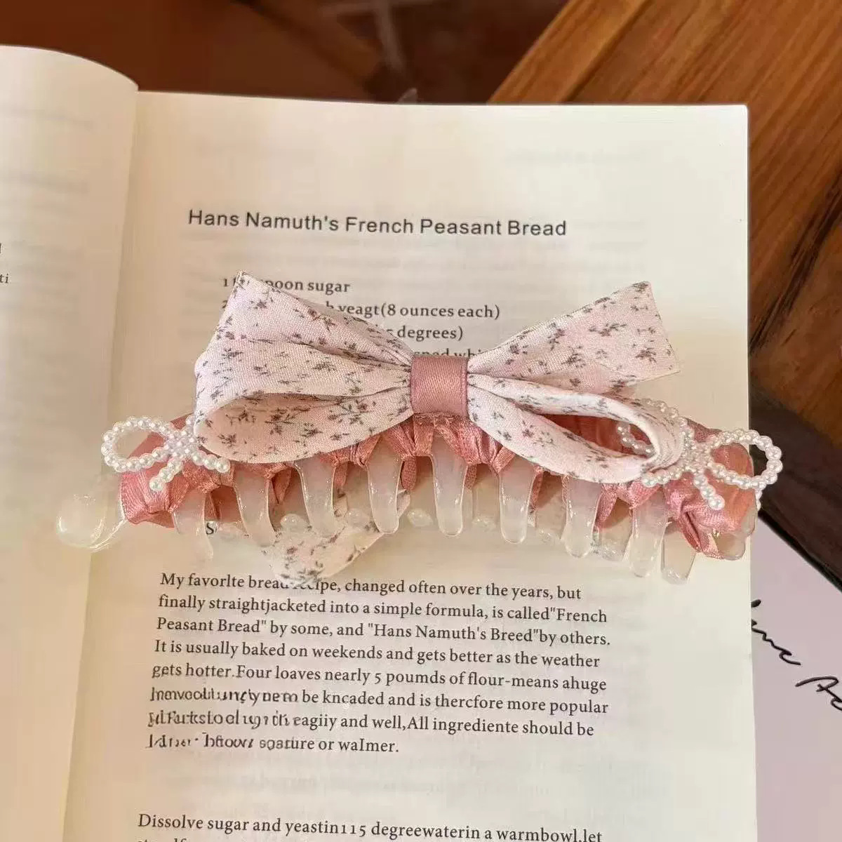 Floral Bow Banana Clip Fabric Headdress photo 2