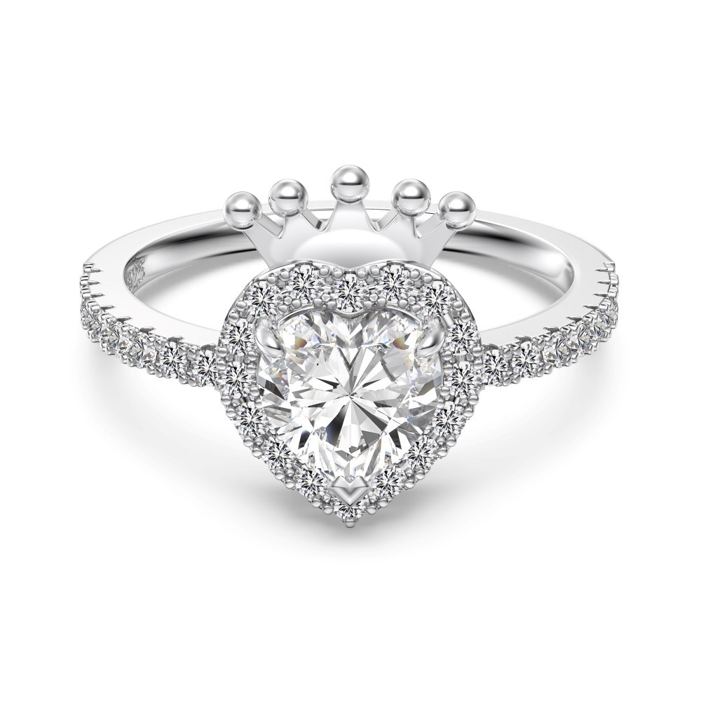 S925 Sterling Silver Crown And Heart Ring For Women photo 2