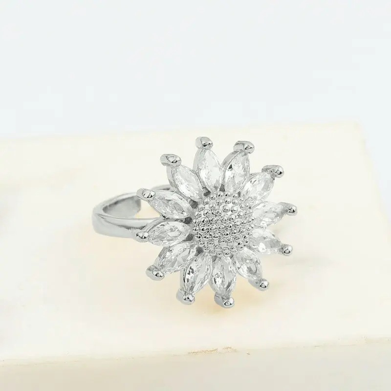 Stylish High-end Zircon-inlaid Open Ring For Women photo 8