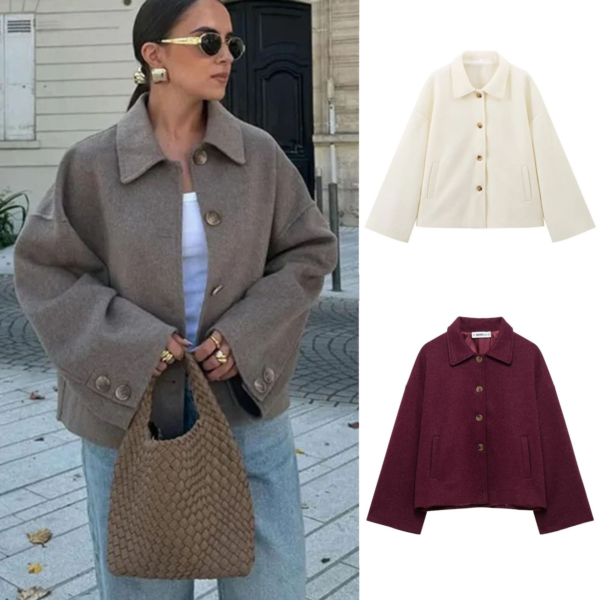 Women's Short Notched-collar Wool Coat photo 7