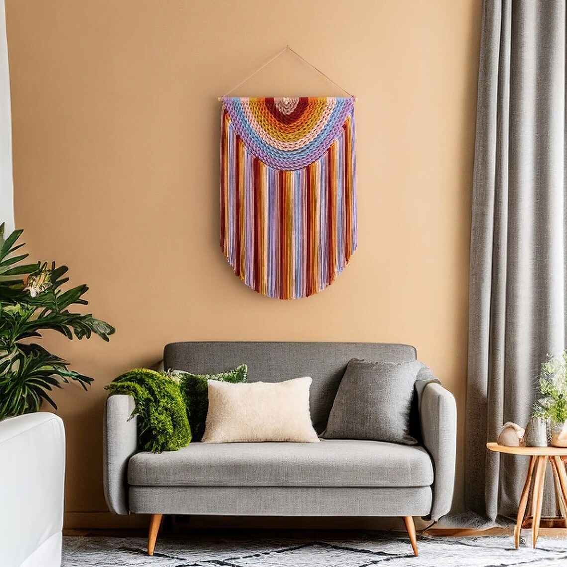 Large Colorful Fringed Tapestry Wall Hanging photo 4
