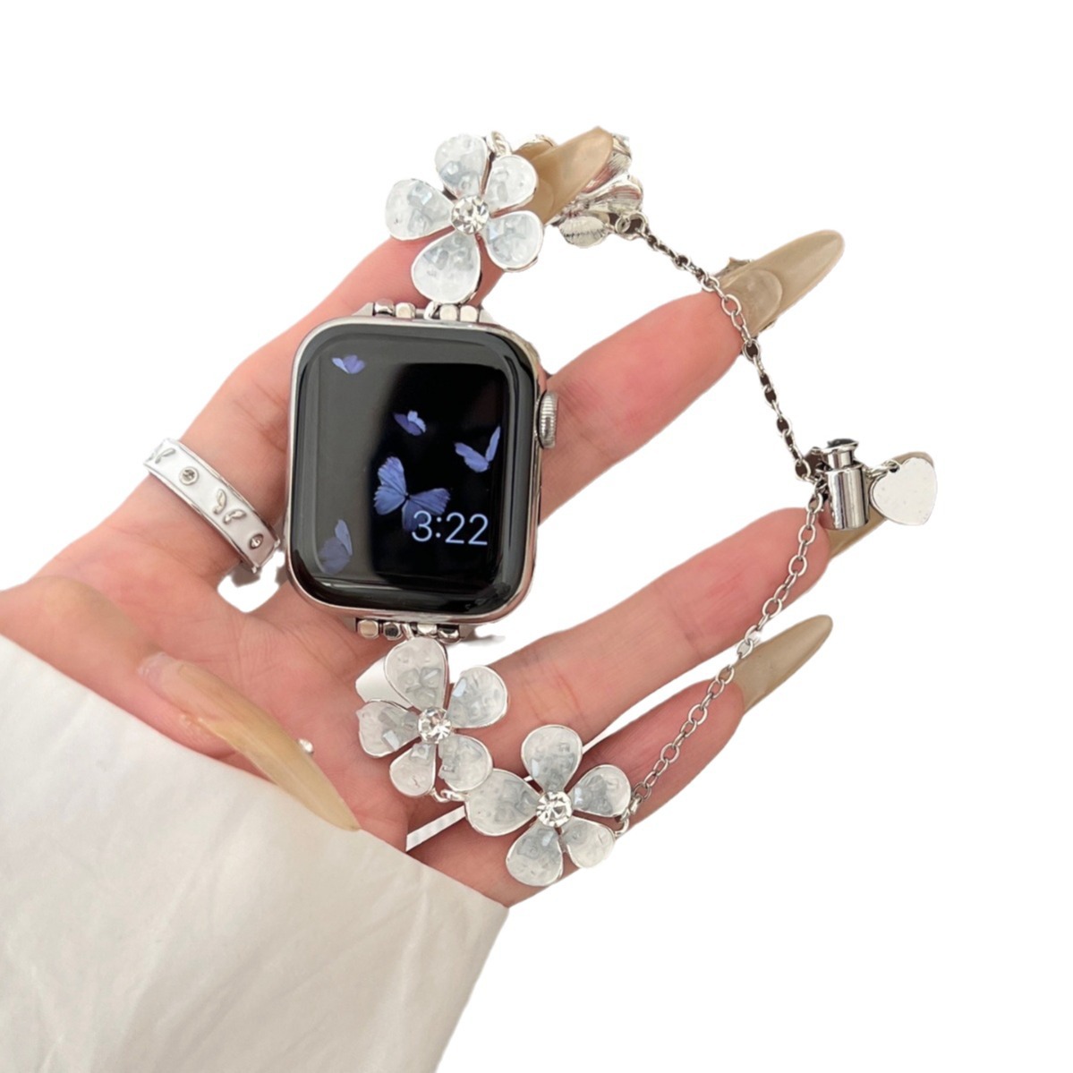 Versatile Pebble-flower Chain Metal Watch Strap photo 5