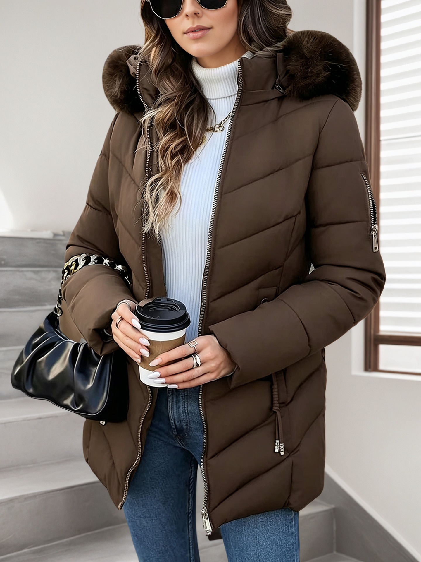 Hooded Slim-fit Versatile Down Jacket For Women photo 4