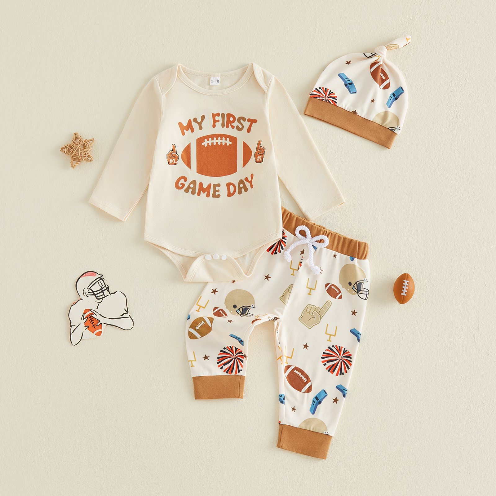 Infant And Toddler Cotton Long-sleeve T-shirt With A Rugby Print photo 1