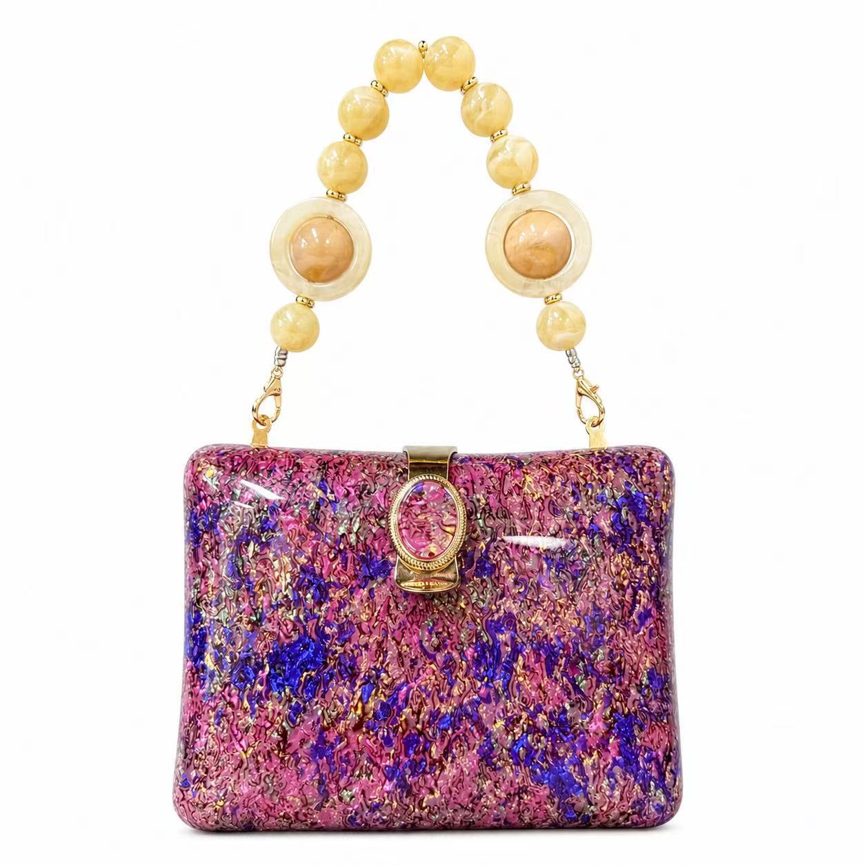 Womens Shell-beaded Evening Bag With A Pearlescent Finish photo 1
