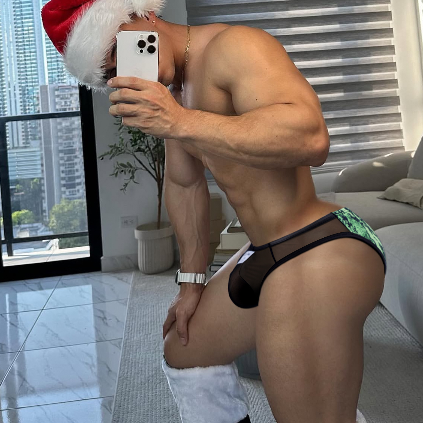 Transparent Sexy Leopard-print Mesh Mens Briefs photo 8