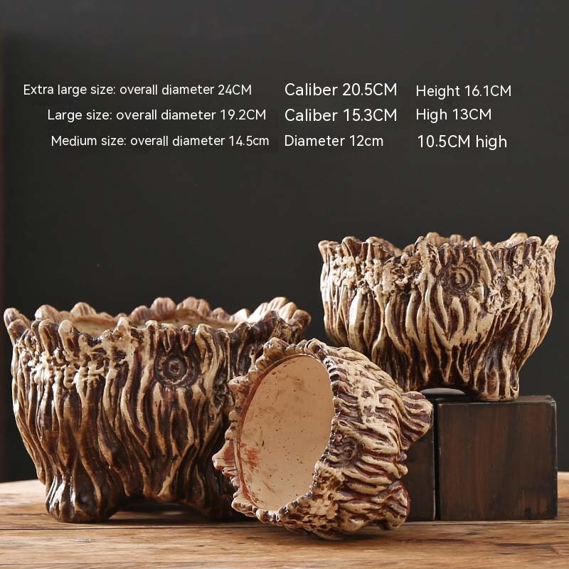 Flower Pot Ceramic Large Extra Large Wood Shaped Tree Root Green Plant Succulent Flower Pot photo 6