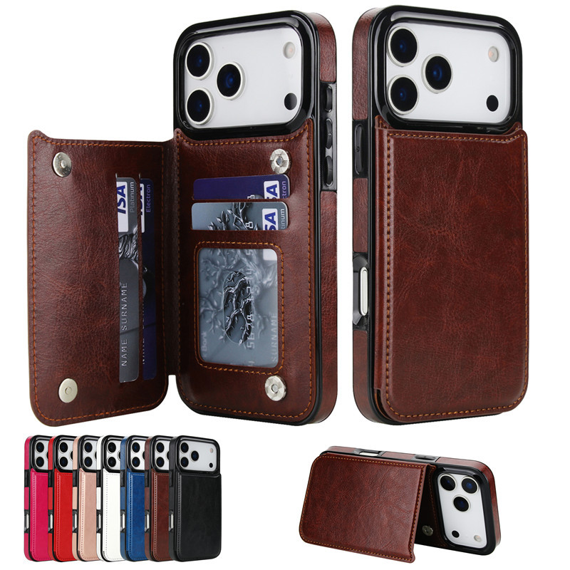 Split-style Women's Leather Case With Card Slots And Crazy Horse Texture Phone Shell photo 1