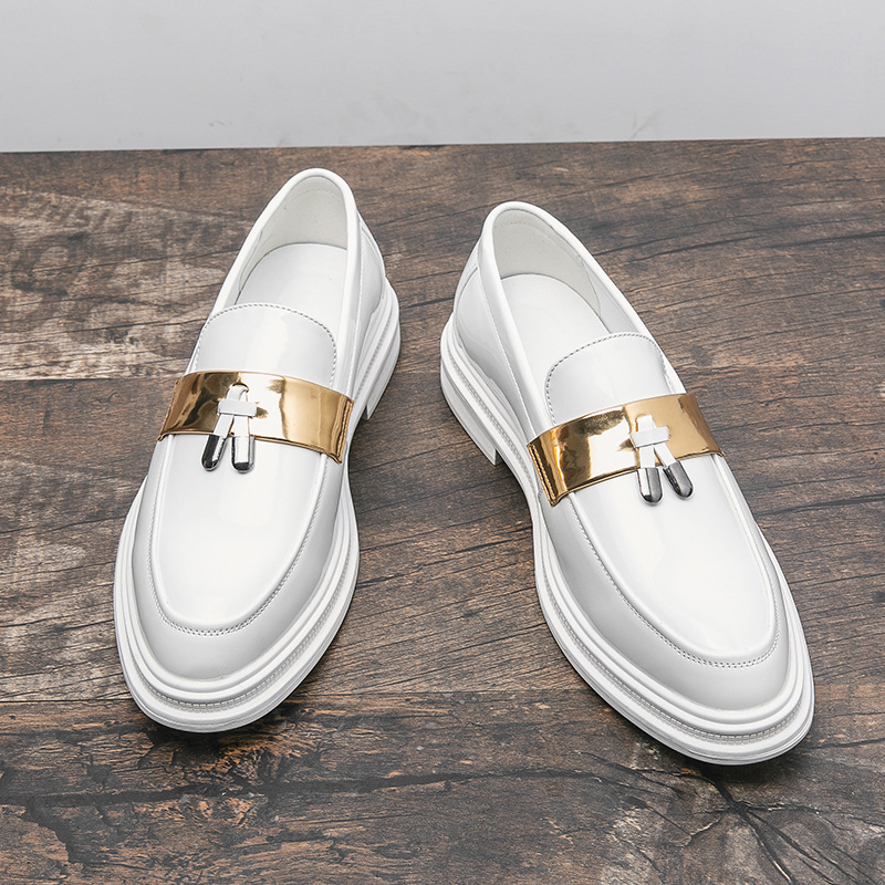 Men's Patent Leather Shiny Slip-on Loafers With A Height-increasing Design photo 4