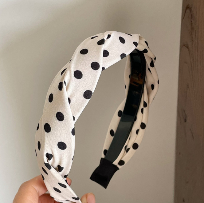 Sweet, Edgy, And Stylish Polka-dot Black-and-white Chiffon Headband photo 5