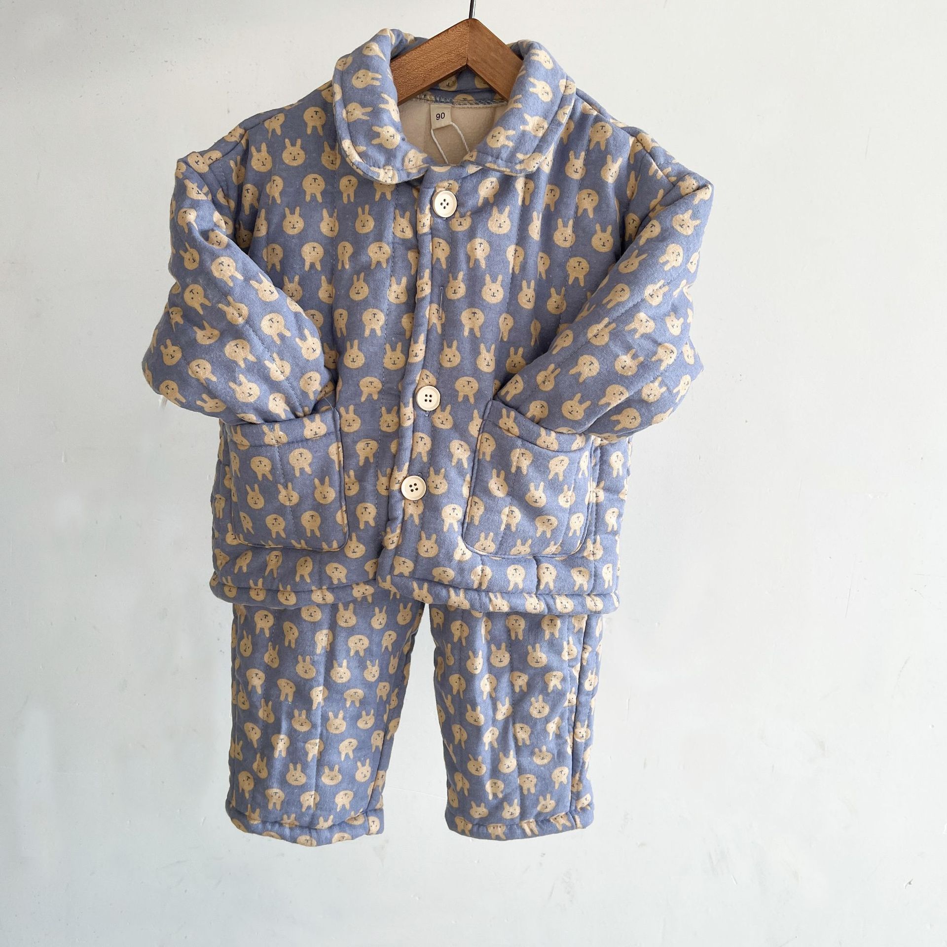 New Fleece-Lined Three-Layer Quilted Pajama Set For Baby Girls And Boys photo 3