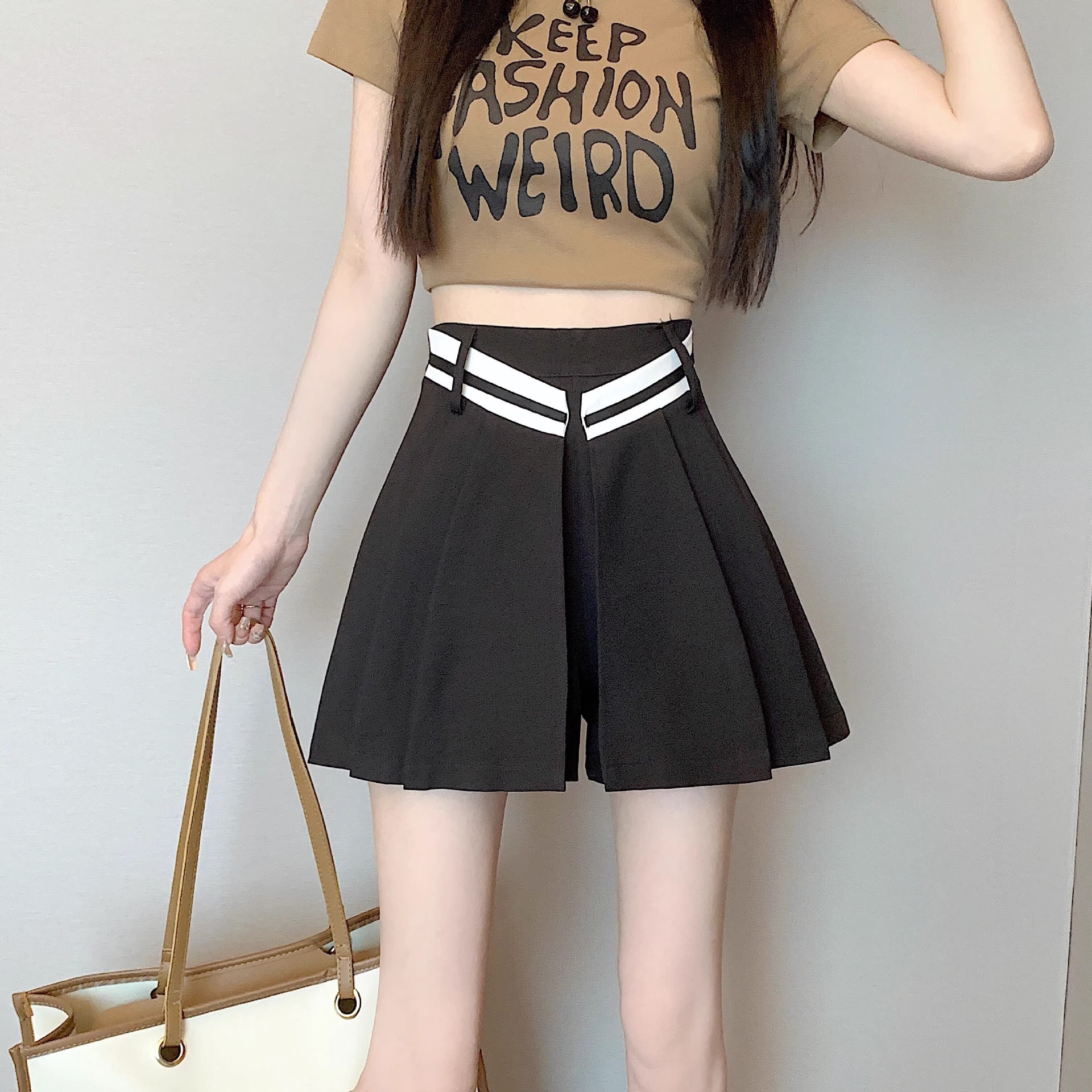 Irregular Tailored Shorts-skirt A-line Pleated Culottes For Summer photo 2