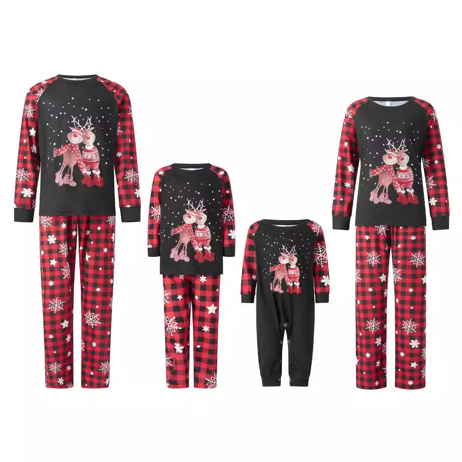 Family Checkered Antlers Christmas Long Sleeve Pajama Set photo 5