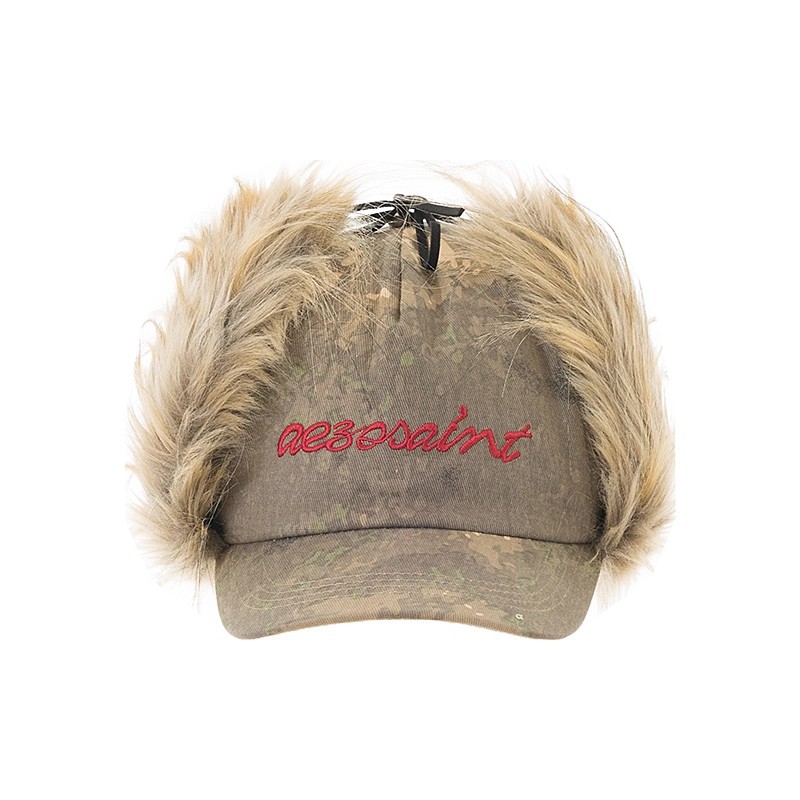 Camouflage Retro Embroidered Earflap Fur Baseball Cap photo 6