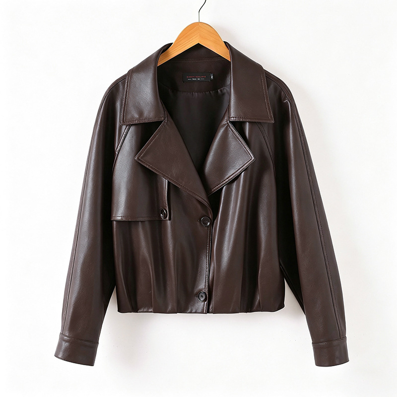 Korean-style Short Leather Jacket For Women photo 3