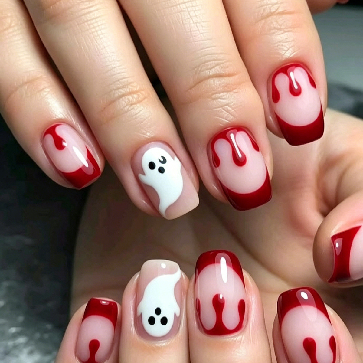Blood-drop-style Horror Eyeball Dark-chic Baddie Outfit 24-piece Nail Sticker Set photo 1