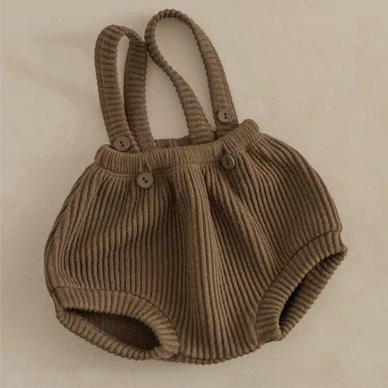 Baby Knitted Suspender Overalls, High-waisted Romper photo 5