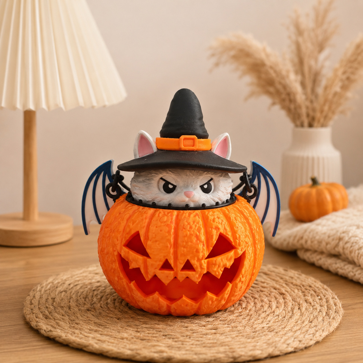 Halloween Cat Pumpkin Decorative Light - Festive Tabletop Ornament for Holiday Party Home Decoration photo 3