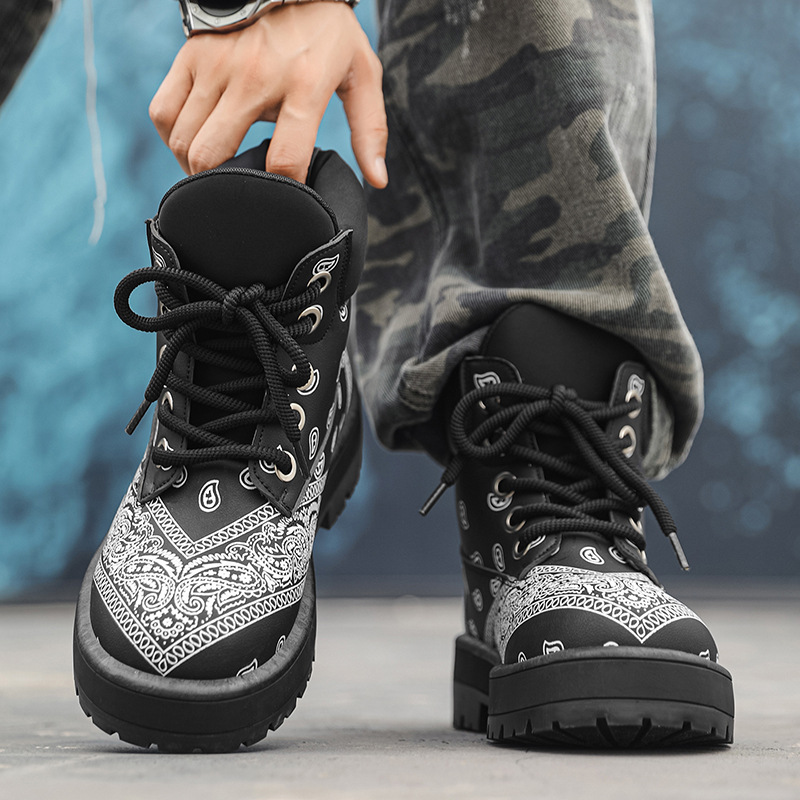 Cashew Flower Pattern High-top Mens Boots photo 4