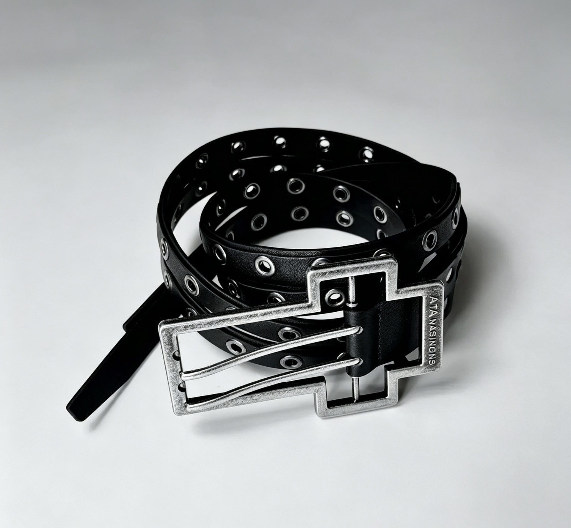 Fashionable Double-prong Buckle Belt Trendy Punk Style photo 2