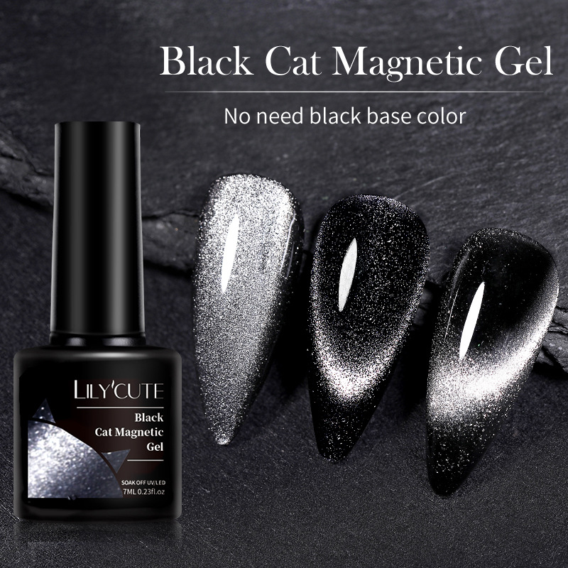 Ultra-Black Crystal Cat Eye High-Quality Black And Gray Pearlescent Crystal Nail Gel photo 1