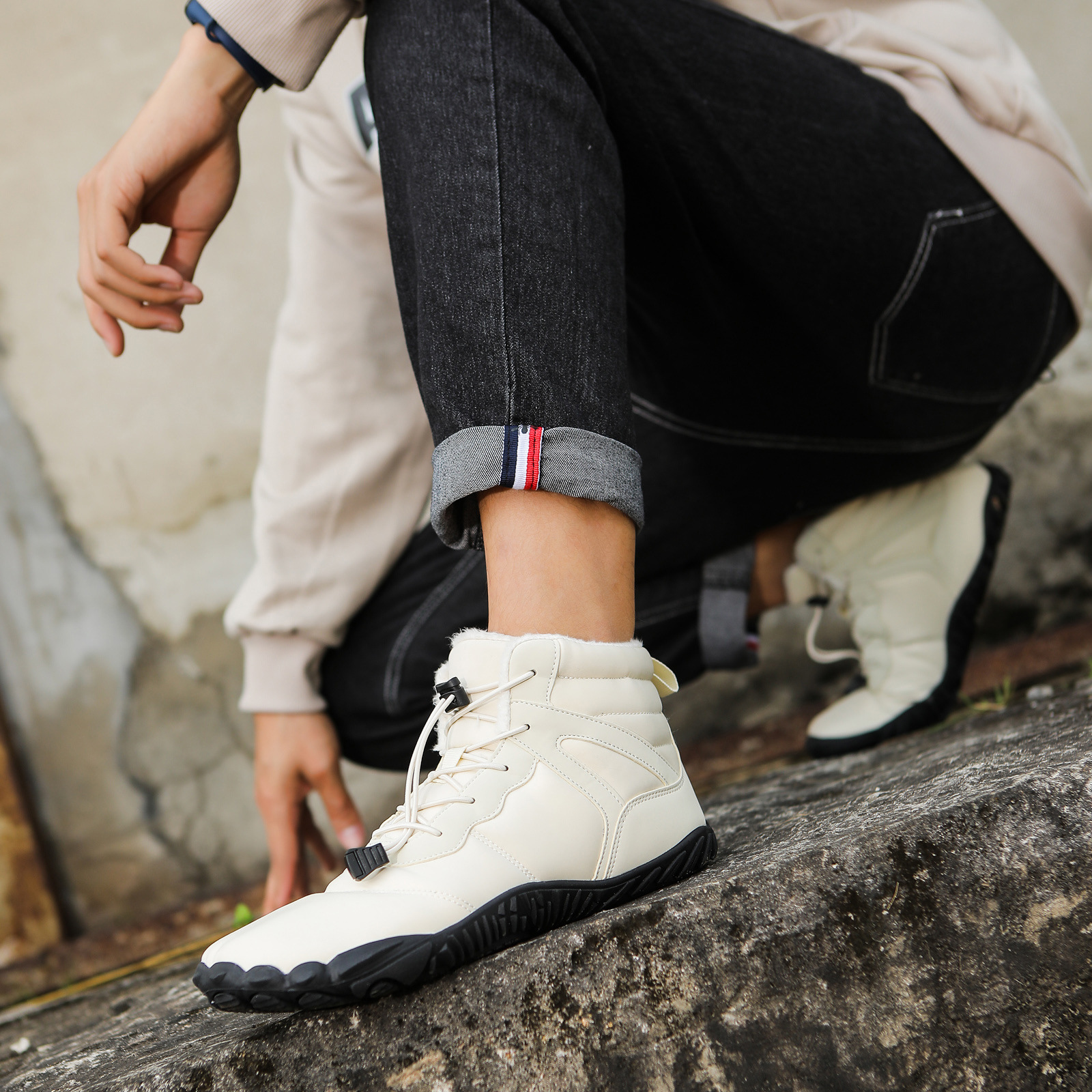 Five-finger Cotton Shoes Non-slip Snow Boots Waterproof Fleece-lined photo 5