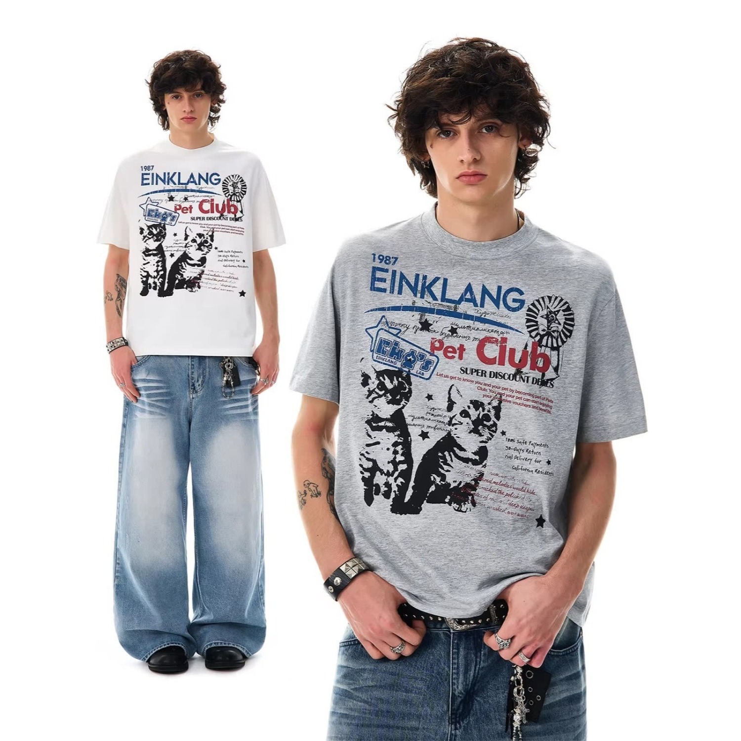 American-style Vintage Cat Summer New Short-sleeve photo 1