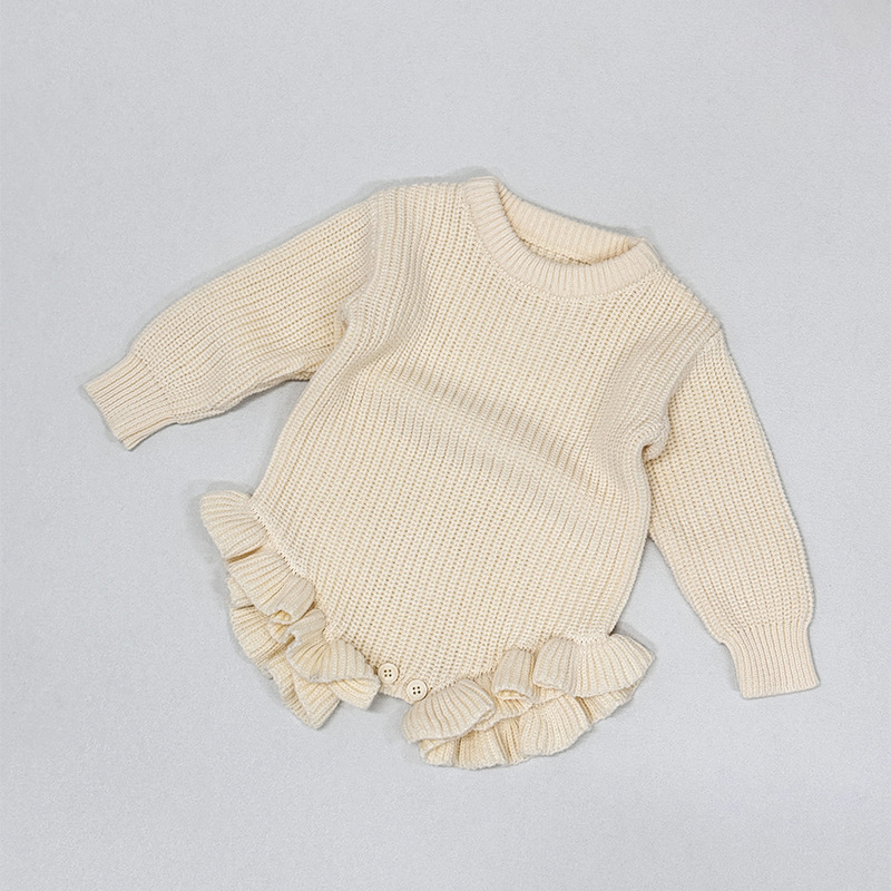 Children's Solid Color Class A Knitted Baby Onesie photo 3