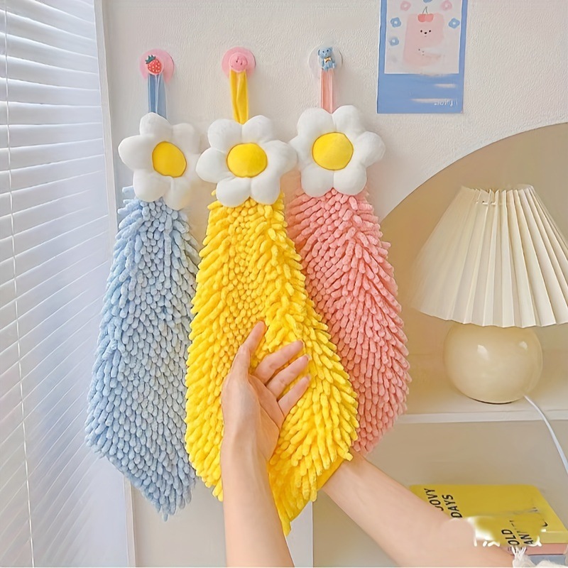 Cute Hibiscus-patterned Hand Towel For Home Kitchen Wall Hanging photo 7