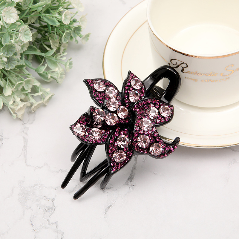 Womens Hair Clip Head Flower Three-prong Duckbill photo 6