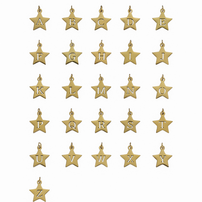 Titanium Steel Bracelet And Necklace Accessories 26-letter 18K Jewelry Pendants photo 3