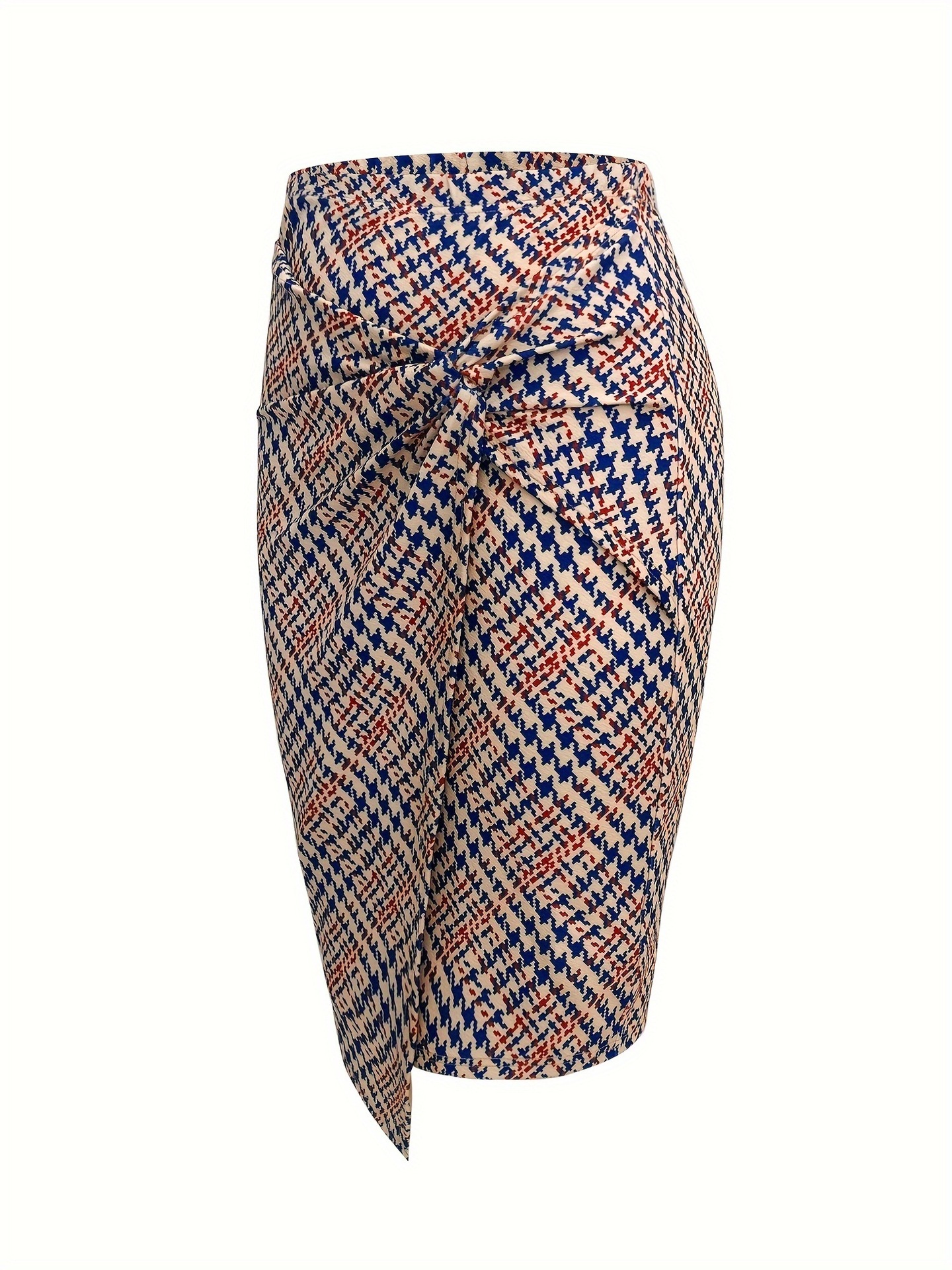 Twist Knot Print Pencil Skirt Printed Twist-Details Sheath In Linen Blend photo 7