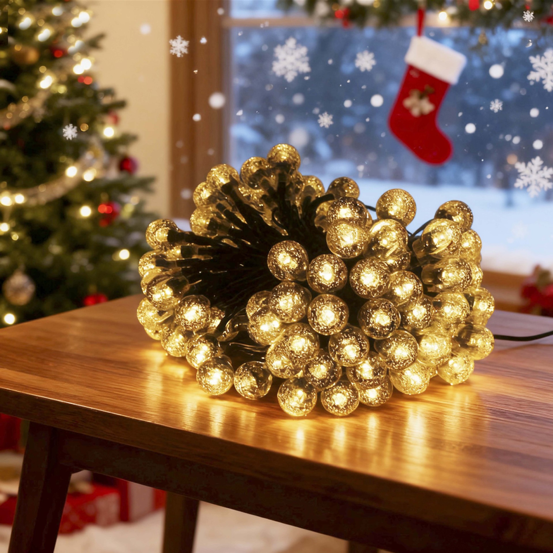 Solar Powered LED String Lights - Waterproof Outdoor Fairy Lights for Garden Patio Balcony Decoration with Twinkling Effect photo 1