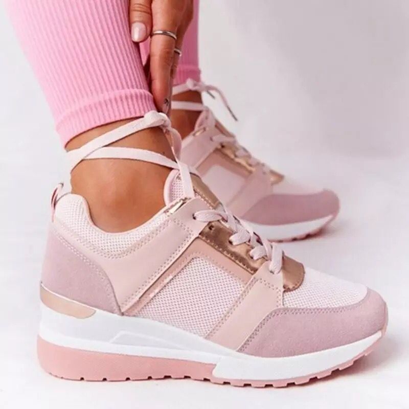 Plus Size Casual Platform Dad Shoes Lace-up Wedge Sports Women photo 2