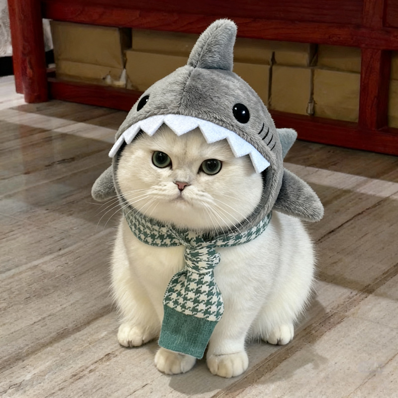 Warm Pet Cat Shark Headgear photo 5