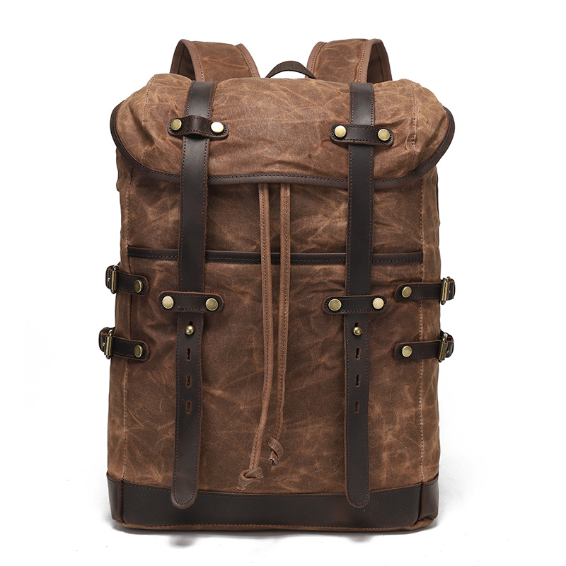 Leisure Travel Bag Water-resistant Canvas Bag With Top-layer Cowhide photo 3