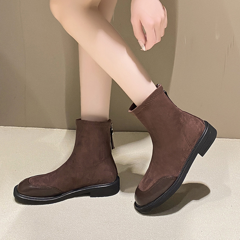 British-style Square-toe Boots For Women photo 3