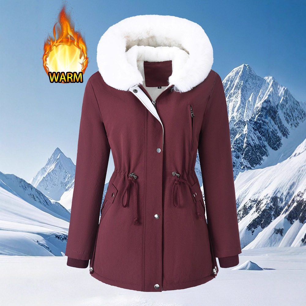Hooded Fur-collar Thickened Warm Coat photo 2