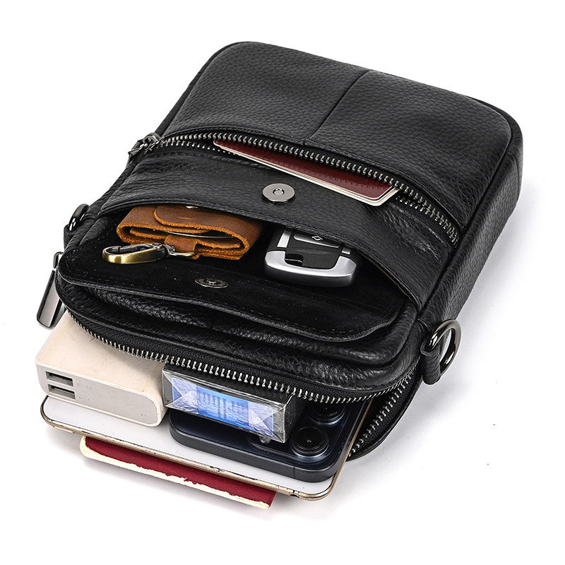Mens Genuine Leather Cowhide Crossbody Bag photo 5
