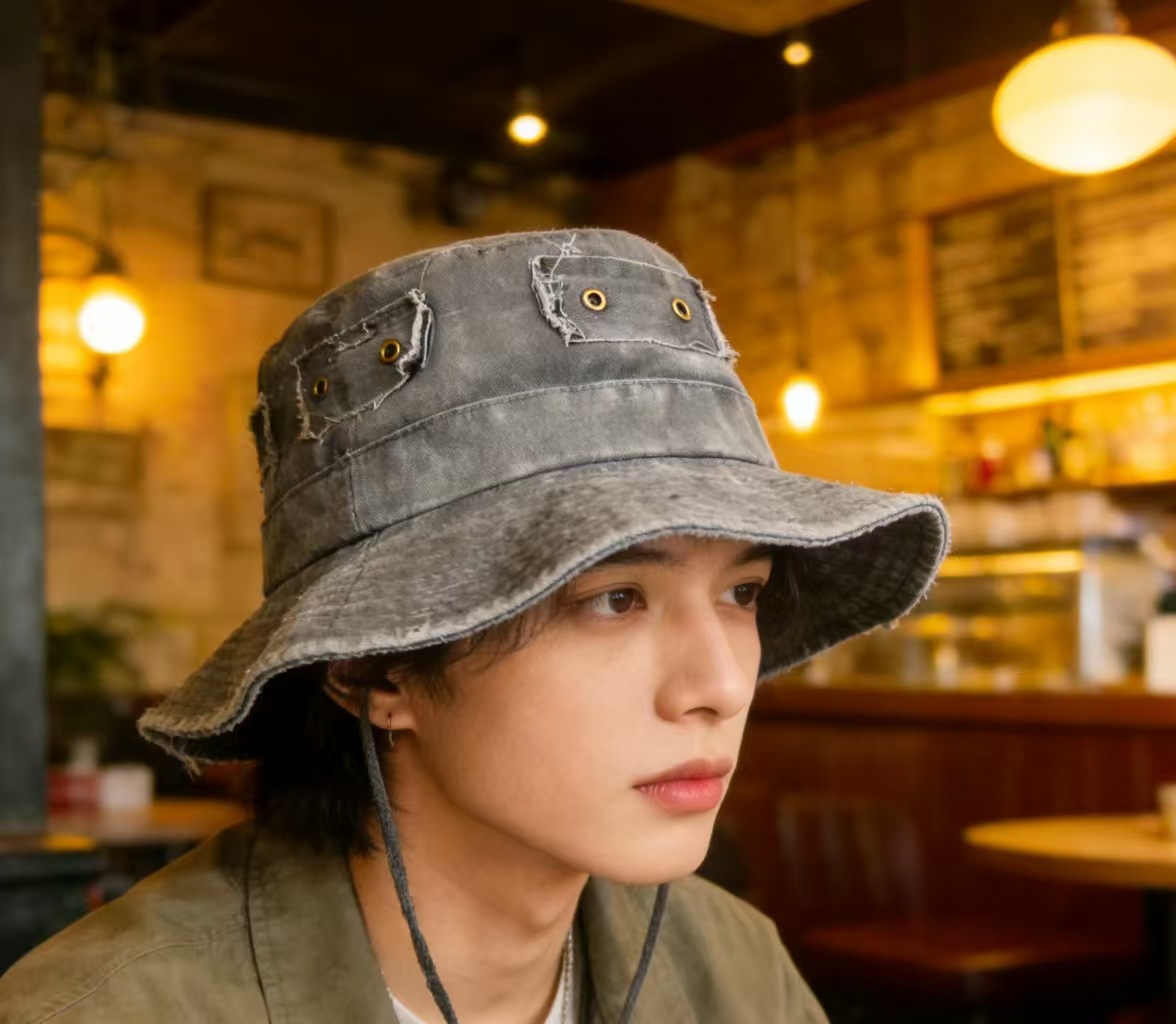 Retro Washed-cotton Bucket Hat For Sun Protection Outdoors photo 2