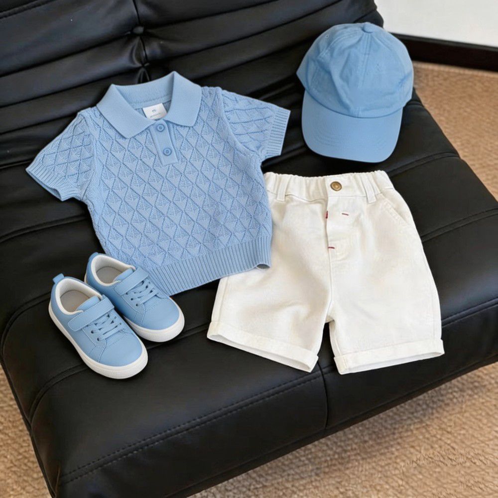 Hollow-out Knitted Short-sleeve Top And Casual Pants photo 1