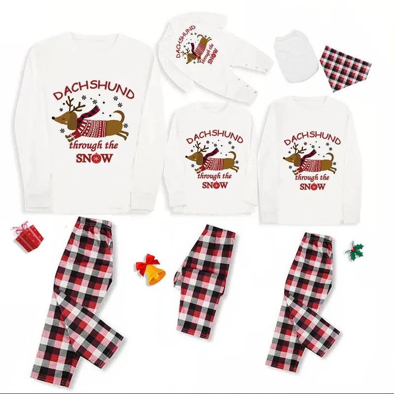 Parent-child Elk Pattern Plaid Pants Christmas Suit Long Sleeve photo 1
