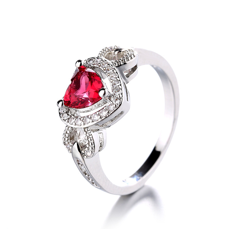Women's Red Heart-shaped Wedding Ring Personalized Bracelet photo 4