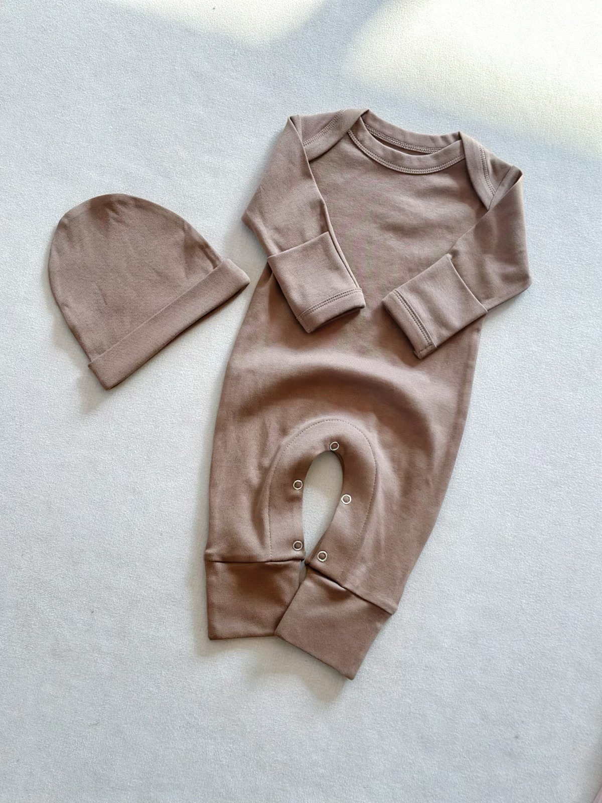 Winter Baby Solid Color Long Sleeved Jumpsuit Newborn Bag Fart Jacket photo 3